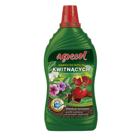 Agrecol – nawóz mineralny do roślin kwitnących 1 l – przód opakowania